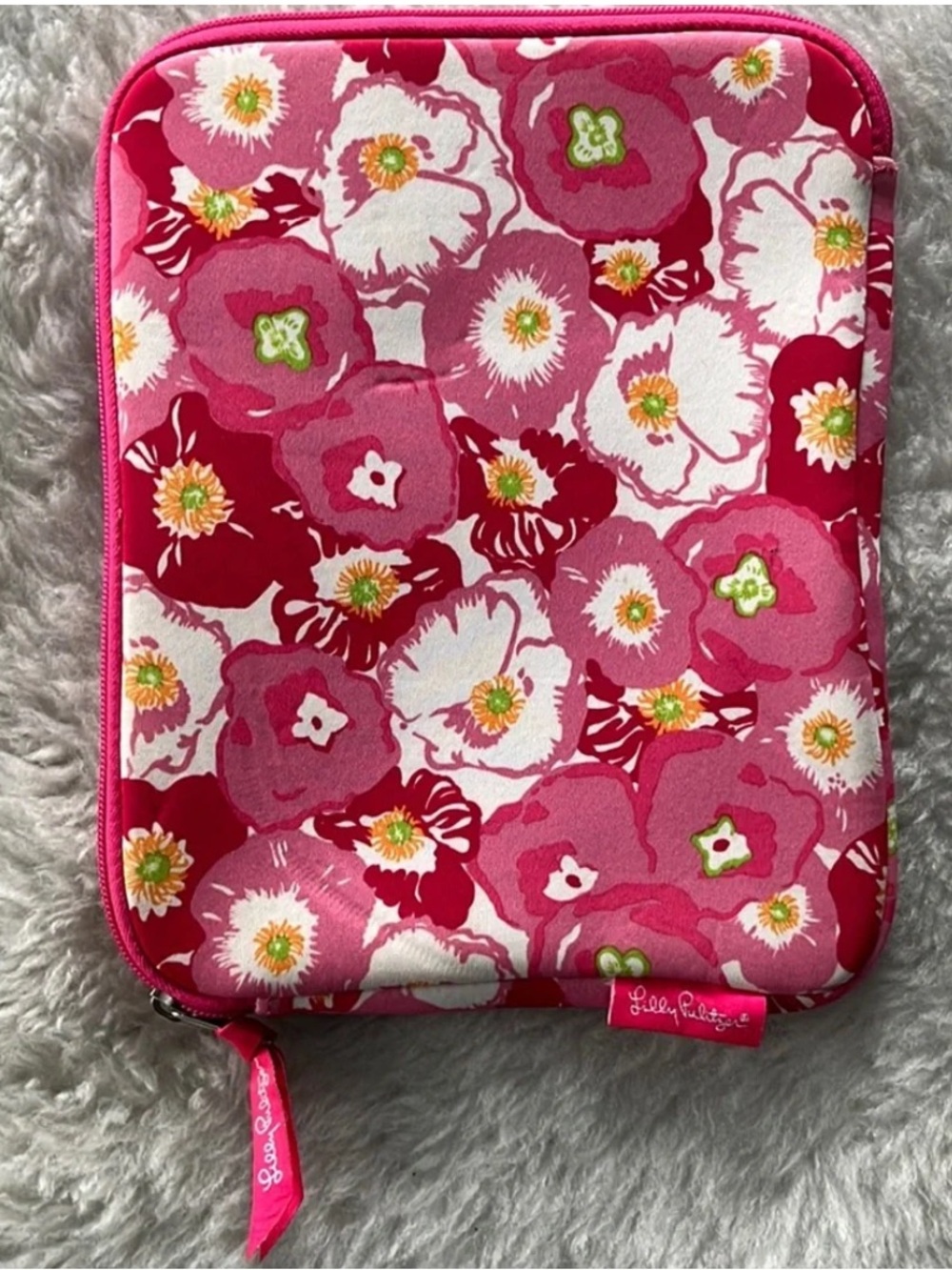 Lilly Pulitzer Pink and Red Neoprene Floral Tablet Sleeve